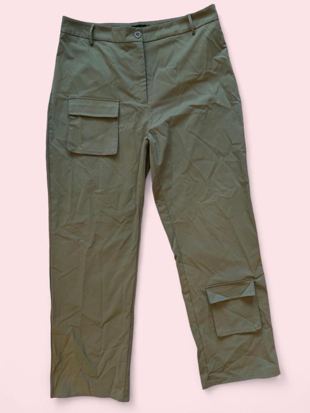 PrettyLittleThing Olive Green Cargo Pants | Size US 14